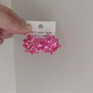 NWT 🩷Holiday or Birthday Gift Bow Earrings Bright Pink